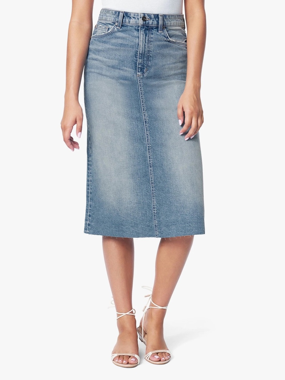 Joe's Jeans Light Blue High-Rise Denim Midi Skirt